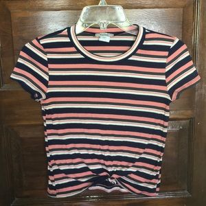 Stripped tie crop top